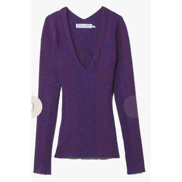 PROENZA SCHOULER Melange V Neck LONG SLEEVE Sweater NWT Size X-Small - Picture 1 of 13